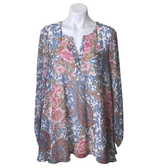 Show Me Your Mumu Women's Jamie Tunic, Gray Gardens Long Sleeves Women's Size M - Picture 3 of 16